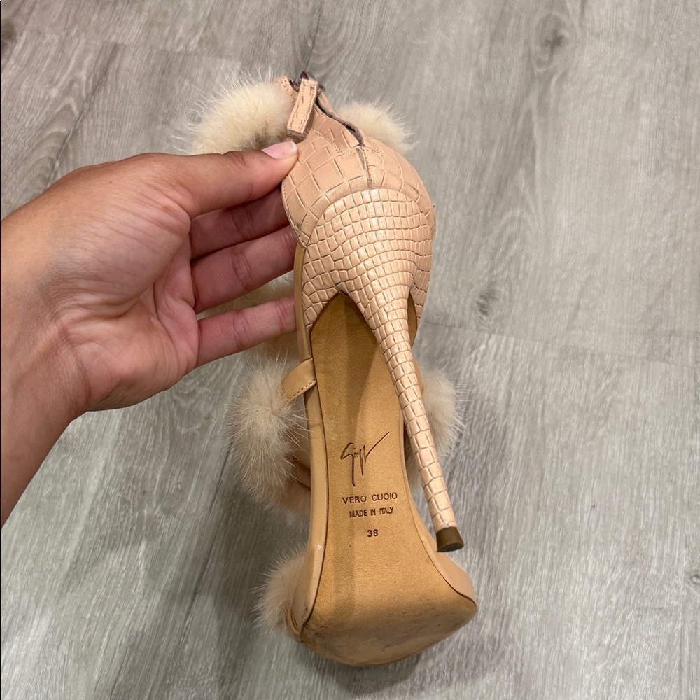 Giuseppe Zanotti Beige Fur Heels - Picture 5 of 10